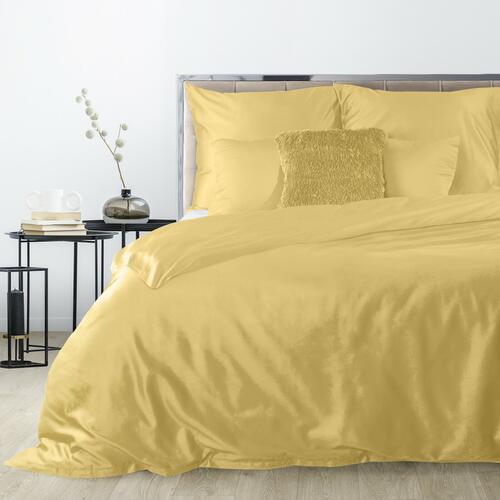 Jednofarebné horčicové obliečky na posteľ zo saténovej bavlny - Nova 3, prikrývka 140 x 200 cm + vankúš 70 x 90 cm, ZA-400061